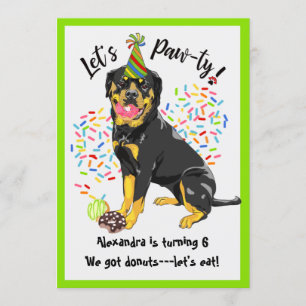 Invitación Divertida fiesta de cumpleaños de Rottweiler Dog D