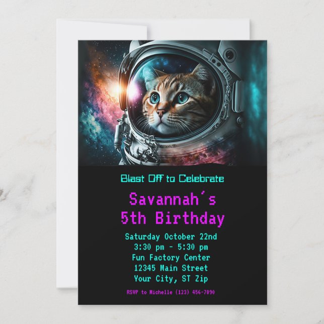 Invitación Divertida fiesta de cumpleaños del astronauta del  (Anverso)