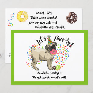 Invitación Divertida fiesta de cumpleaños del Mascota de Pug 