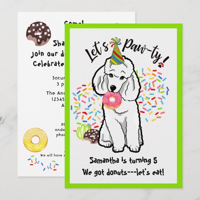 Invitación Divertida fiesta de cumpleaños del perro canino ca (Anverso / Reverso)