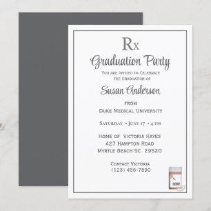 Invitación Divertida fiesta de graduación de botellas Rx Pill