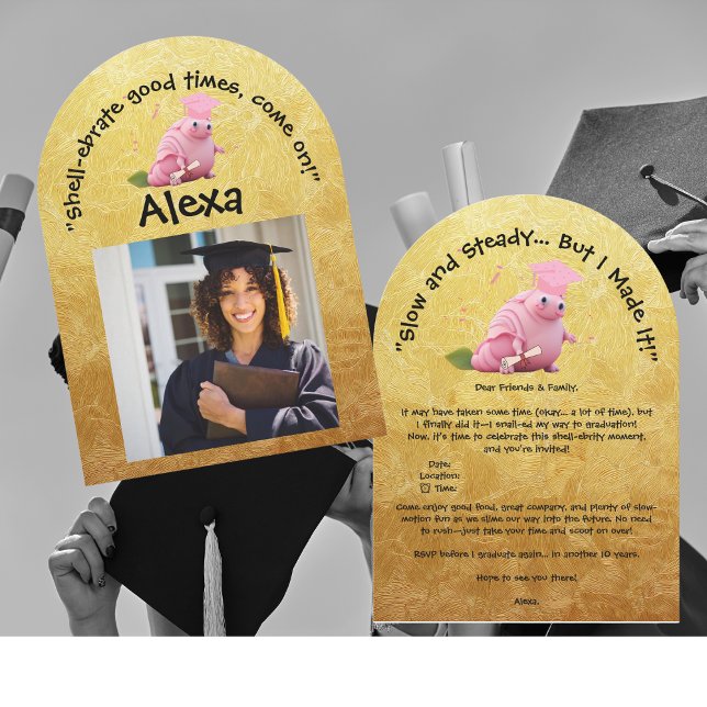Invitación Divertida fiesta de graduación de fotos de caracol (Subido por el creador)