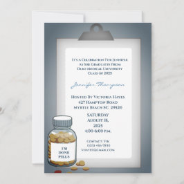 Invitación Divertida fiesta de graduación médica del Portapap