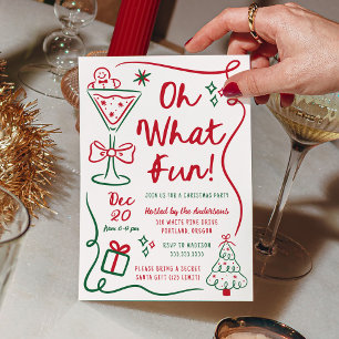 Invitación Divertida Fiesta de Navidad Dibujada a Mano con Ca