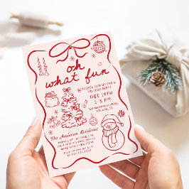 Invitación Divertida Fiesta de Navidad Roja y Caprichosa