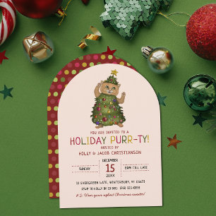 Invitación Divertida fiesta navideña del árbol de navidad del