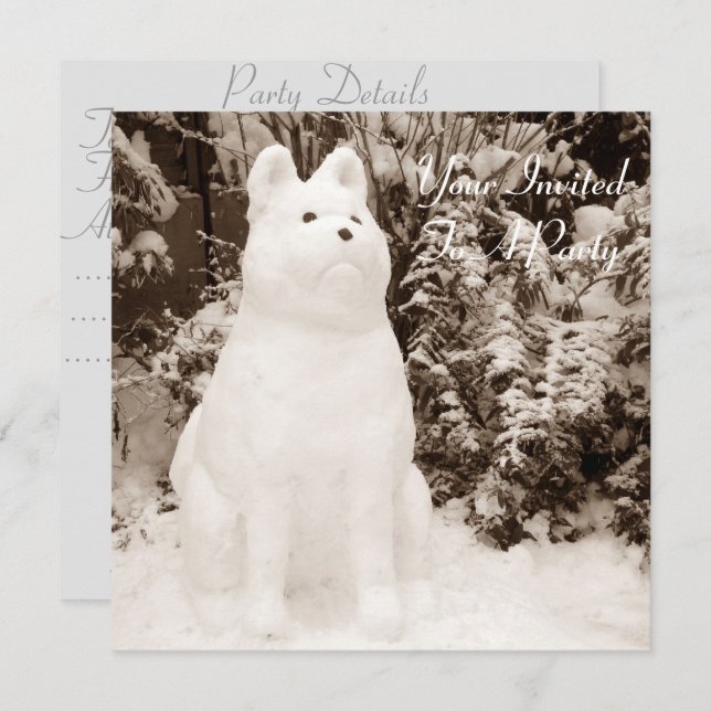 Invitación divertida foto festiva de snowdog en navidades (Anverso / Reverso)