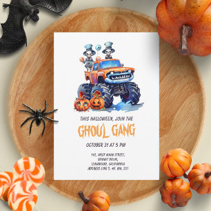 Invitación Divertida Ghoul Gang Skeletons Kids Halloween Part