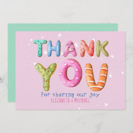 Invitación Divertida letra de donut Rubor Sage color rosa ver