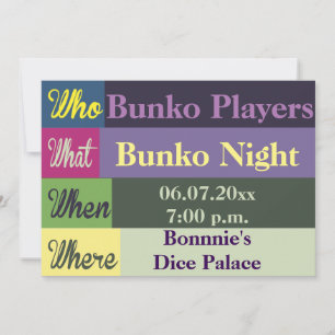 Invitación divertida moderna de Bunko colorida