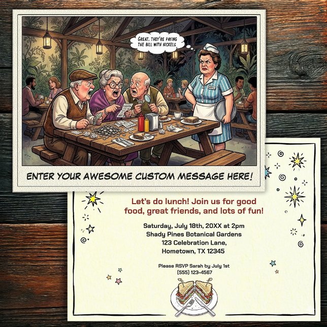 Invitación divertida para almuerzo de personas may (Subido por el creador)