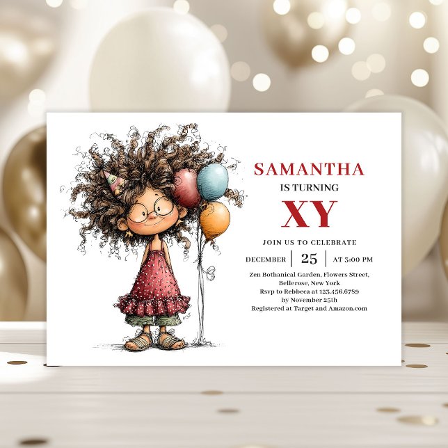 Invitación divertida para cumpleaños de chica dive (Funny Girl Birthday Playful invitation)
