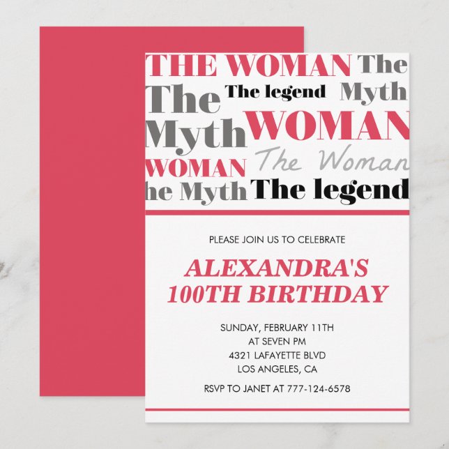 Invitación divertida para el cumpleaños número 100 (Anverso / Reverso)