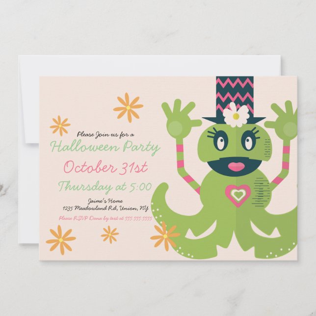 Invitación divertida para fiesta de disfraces de m (Anverso)