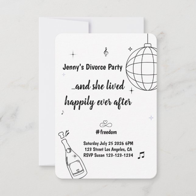 Invitación divertida para fiesta de divorcio RSVP  (Anverso)