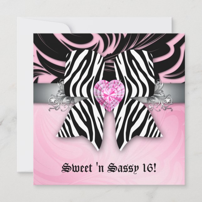 Invitación divertida para fiesta de Sweet 16 con l (Anverso)