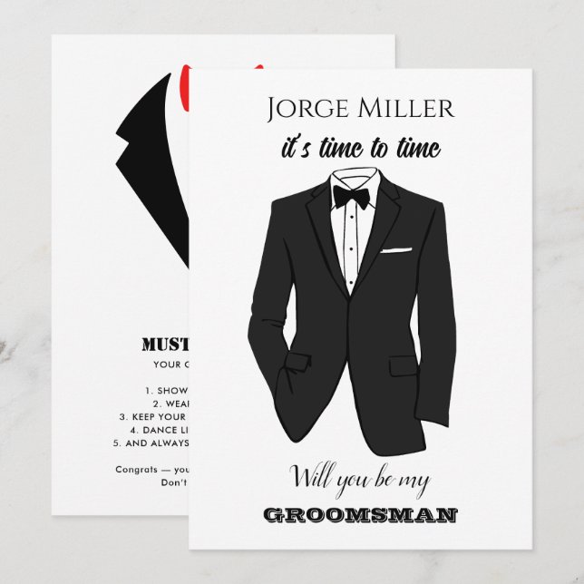 Invitación divertida para padrino de boda (Anverso / Reverso)