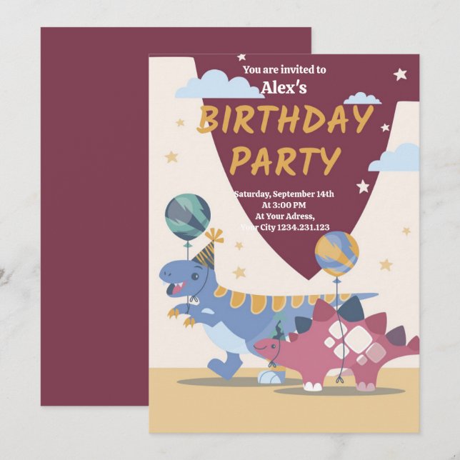 Invitación divertida para una fiesta de cumpleaños (Anverso / Reverso)