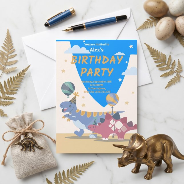 Invitación divertida para una fiesta de cumpleaños (The Adventure Begins! Custom Dino Invitations)