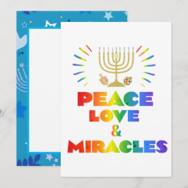 Invitación Divertida paz amor y milagro Hanukkah