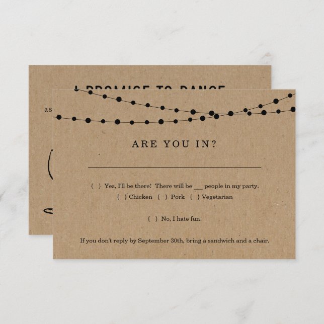Invitación divertida Tarjeta RSVP Insertar con sol (Anverso / Reverso)