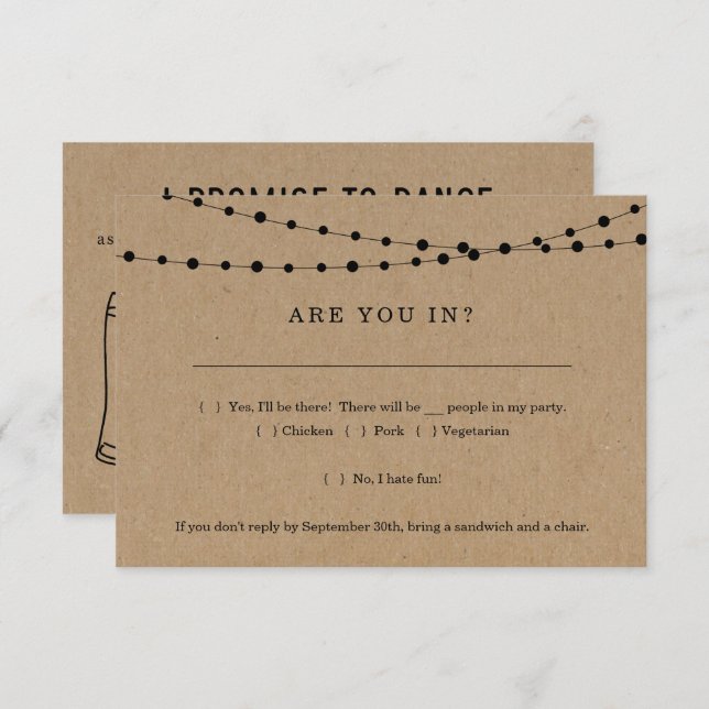 Invitación divertida Tarjeta RSVP Insertar con sol (Anverso / Reverso)