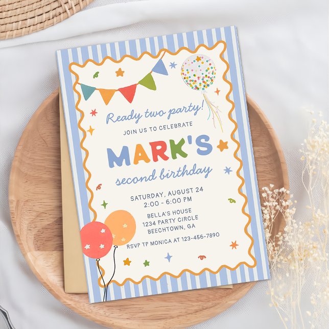 Invitación divertida y colorida al 2º cumpleaños (Subido por el creador)