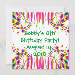 Invitación ¡Divertida y colorida fiesta de cumpleaños!Invitac