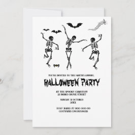 Invitación divertida y espeluznante halloween blanco y negro