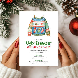 Invitación divertida y fea de suéter de Navidad