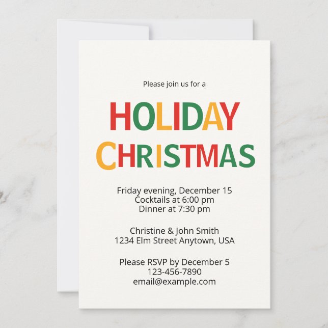 Invitación divertida y festiva para una fiesta de  (Anverso)