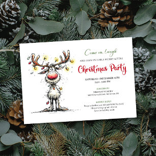 Invitación divertida y juguetona de reno para fies