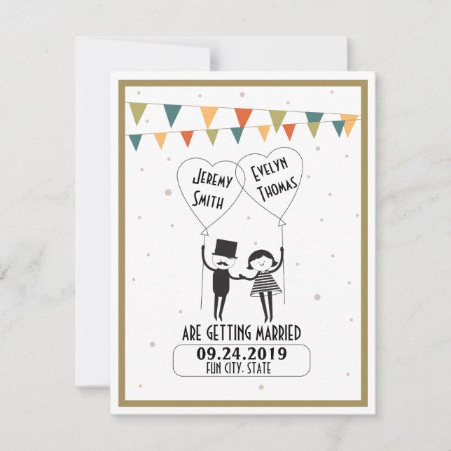 Invitación Divertida y Linda Alternativa de Boda para Guardar (Anverso)