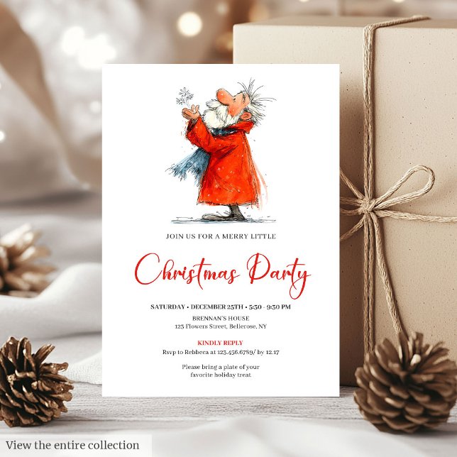 Invitación Divertida y Personalizada de Santa para (Personalized Funny Santa Festive Holiday Invite)