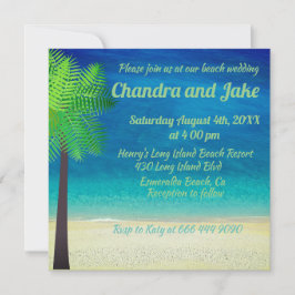 Invitación divertida y soñadora de boda en la play