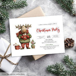 Invitación divertida y trendy de renos rojos y ver