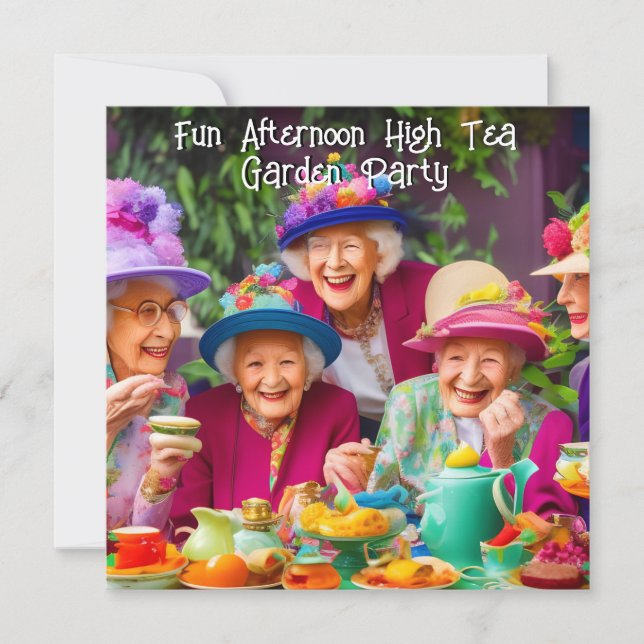 Invitación Divertidas Damas Tarde High Tea Garden Fiesta 2 (Anverso)