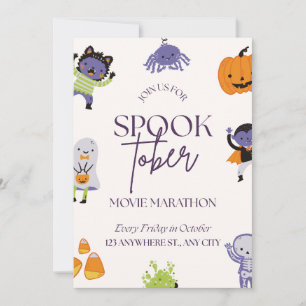 Invitación Divertidas Maratones de Películas de Halloween en