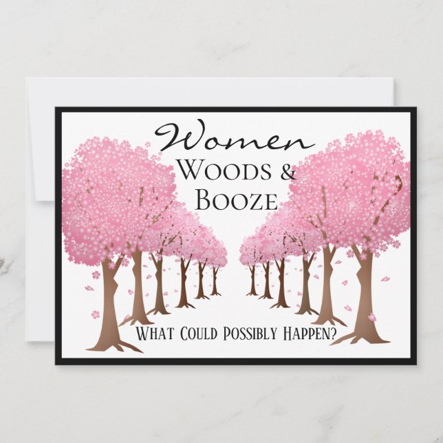 Invitación Divertidas mujeres Woods y Booze Lady Fiesta (Anverso)