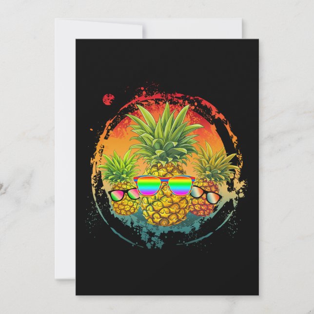 Invitación Divertidas Vibraciones de Piña de Verano (Anverso)