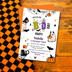 Invitación Divertido 3er Cumpleaños de Halloween Fantasma Cap