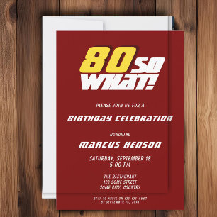 Invitación Divertido 80 así que qué Quote Rojo Cumpleaños 80