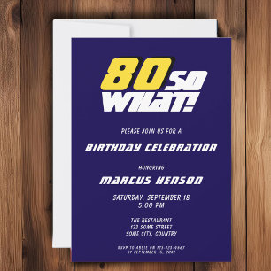 Invitación Divertido 80 y qué cita azul Cumpleaños 80