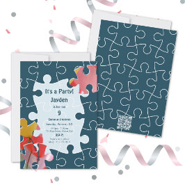 Invitación Divertido 9 cumpleaños rompecabezas tema Fiesta ca
