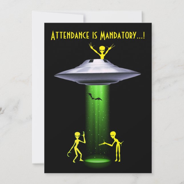 Invitación Divertido Alien 🎅 🛸 fiesta de Halloween en el OV (Anverso)