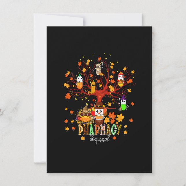 Invitación Divertido árbol de otoño de la píldora de calabaza (Anverso)