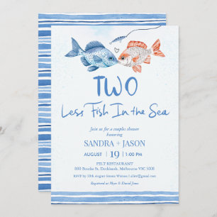 Invitación Divertido Azul Dos Menos Pescado Ducha De Parejas 