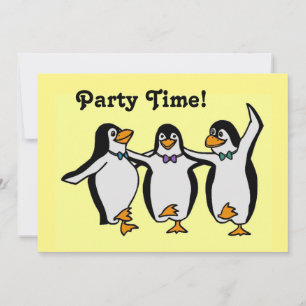Invitación ¡Divertido baile de los pingüinos, tiempo de Fiest