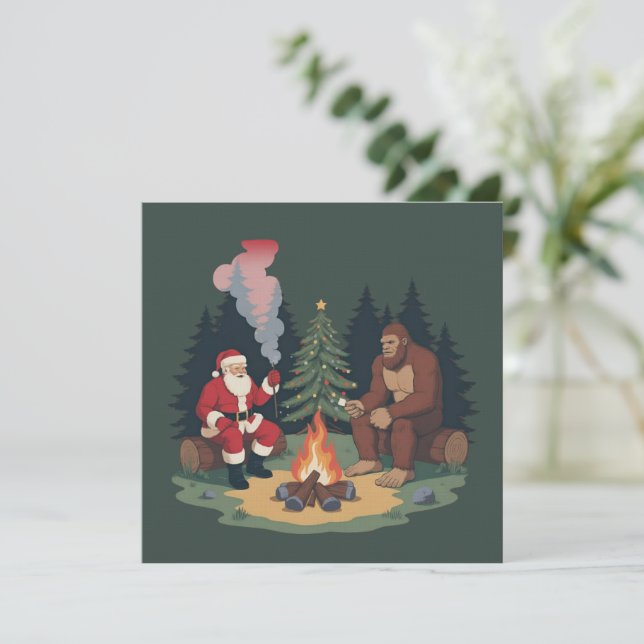 Invitación Divertido Bigfoot Navidad Santa Sasquatch Campamen (Anverso de pie)