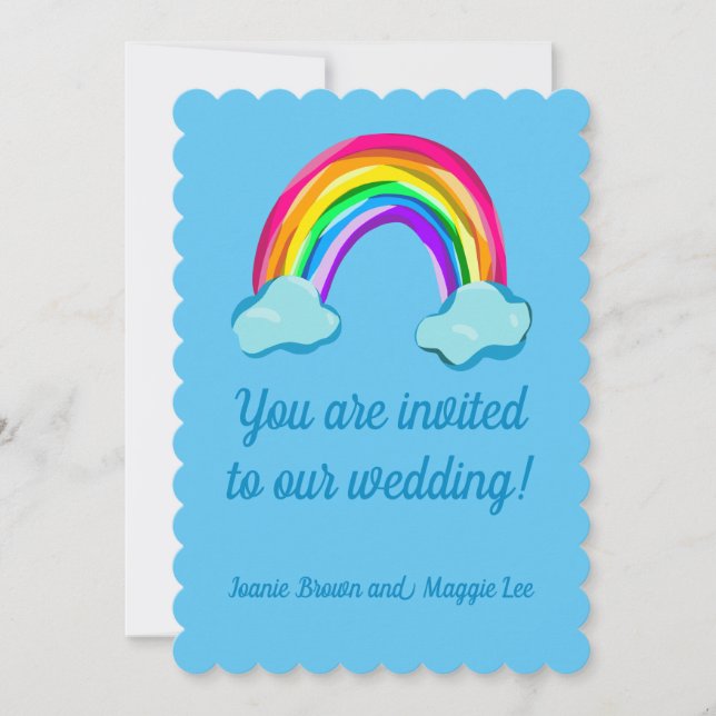 Invitación Divertido Boda arcoiris (Anverso)